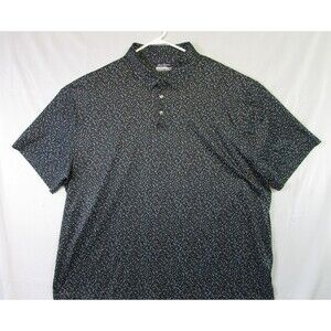 Ben Hogan Performance Polo Shirt Mens 3XL Black Blue Micro Print Golf Stretch